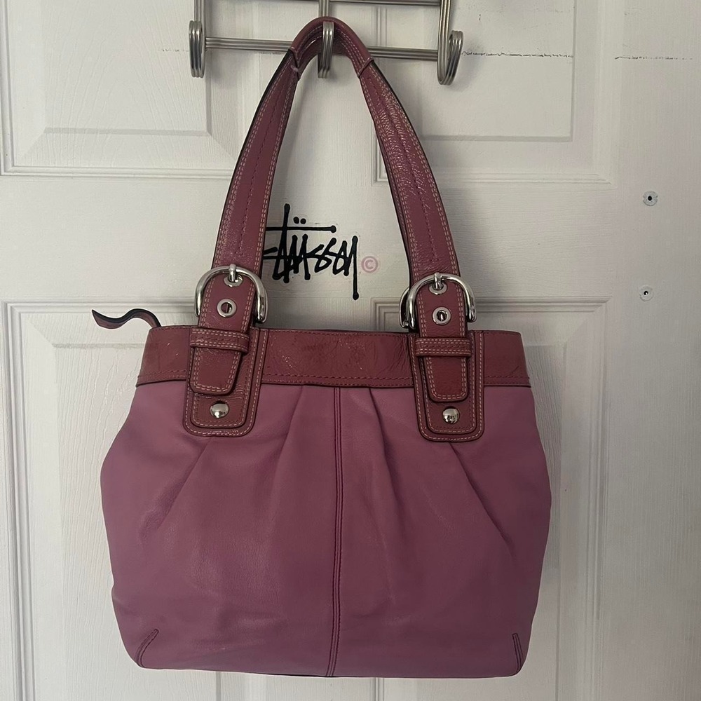 y2k 2000s Coach Mauve Pink Soho Pleated Leather Tote shoulder bag / handbag